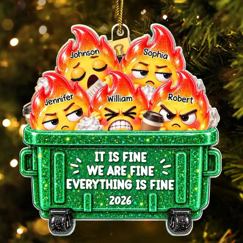 Christmas,Gift For Colleagues,Humorous,Icon - Funny Christmas Gag Gift For Coworkers - Personalized Year Dumpster Fire Acrylic Ornament