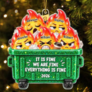 Christmas,Gift For Colleagues,Humorous,Icon - Funny Christmas Gag Gift For Coworkers - Personalized Year Dumpster Fire Acrylic Ornament