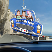 Custom Photo,Gift For Father,Dad - Children,Non-Eng,Photo,Humorous - Custom Photo Drive Safe Daddy We Love You - Personalized Acrylic Car Hanger