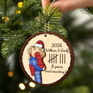 Anniversary,Christmas,Romantic,Gift For Couples,Vector - Couple Annivesary Gift For Her, Him - Personalized 2-Layered Wooden Ornament