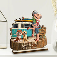 Gift For Couples, Dog Couple, Pet Lovers, Dog Lovers, Beach, Summer, Playful, Icon - Beach Vibe You And Me And The Dogs - Personalized Custom Shaped Wooden Plaque