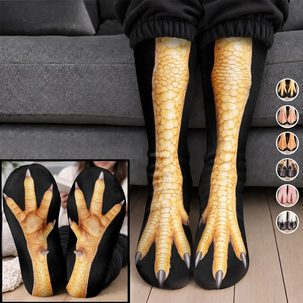 Chicken,Farm,Gift For Yourself,Gifts For Her,Gifts For Him,Humorous,Icon,Pet Lovers - Gag Gift For Animal Lovers - Personalized Funny Chicken Duck Pig Feet Socks