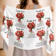 Gift For Women,Gift For Mother,Gift For Grandma,Happy - Watercolor Birth Flower Bible Verses For Woman - Personalized Lightweight Soft Shawl