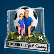 Gift For Husband,Gift For Yourself,Gift For Men,Gift For Father,Sport Dad,Dad's Hobby,Grandpa's Hobby,Football (Soccer),Non-Eng,Photo - Toybox Figure,Playful - Custom Photo Toybox Figure We Scored The Best Dad - Personalized Custom Shaped Acrylic Plaque