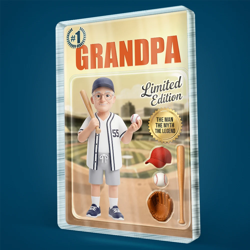 Gift For Husband,Gift For Yourself,Gift For Men,Gift For Father,Sport Dad,Dad's Hobby,Grandpa's Hobby,Baseball,Non-Eng,Photo - Toybox Figure,Playful - Custom Photo Toybox Figure Baseball Dad Grandpa Limited Edition - Personalized Custom Shaped Acrylic Plaque