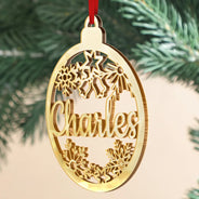 Family, Happy, Christmas, Gift For Bestie - Christmas Ornaments With Name - Personalized DIY Mirror Acrylic Ornament