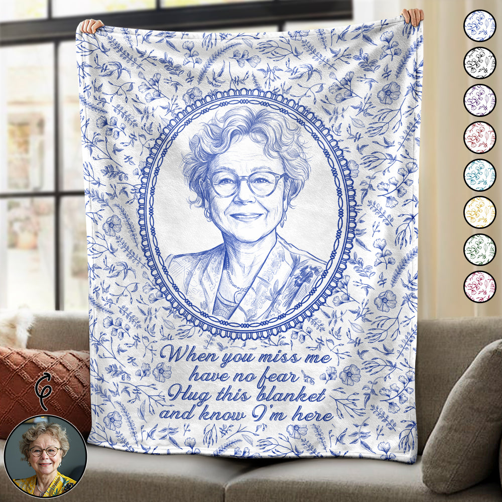 Art Design,Memorial Loved One,Cozy,Gift For Yourself,Memorial,Photo - Pencil Sketch - Remove BG - Custom Photo Pencil Sketch I'm Always With You Portrait Memorial Remembrance - Personalized Fleece Blanket, Sherpa Blanket