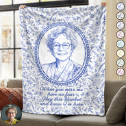 Art Design,Memorial Loved One,Cozy,Gift For Yourself,Memorial,Photo - Pencil Sketch - Remove BG - Custom Photo Pencil Sketch I'm Always With You Portrait Memorial Remembrance - Personalized Fleece Blanket, Sherpa Blanket