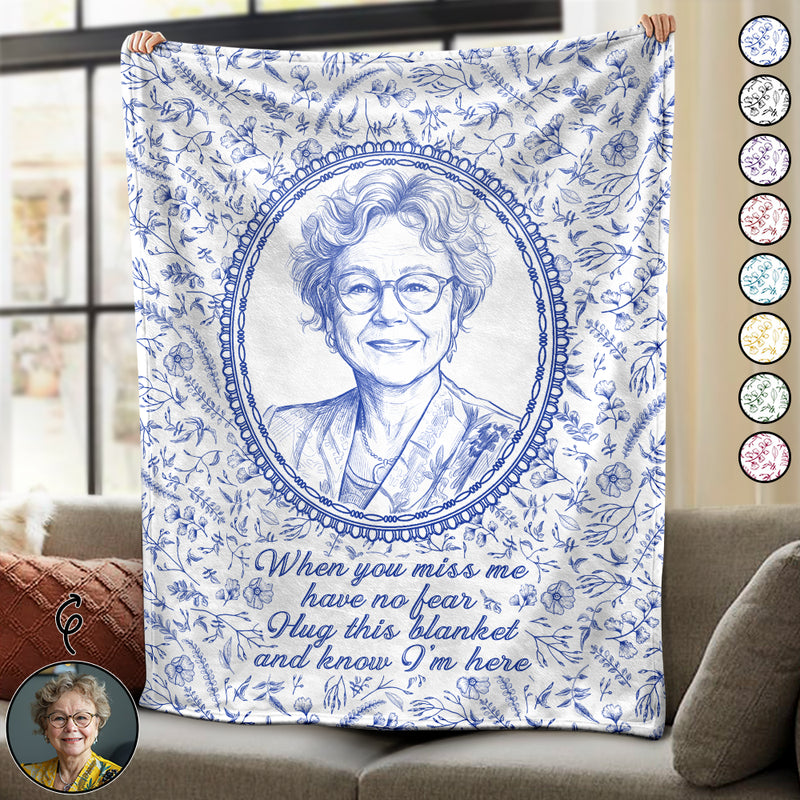 Art Design,Memorial Loved One,Cozy,Gift For Yourself,Memorial,Photo - Pencil Sketch - Remove BG - Custom Photo Pencil Sketch I'm Always With You Portrait Memorial Remembrance - Personalized Fleece Blanket, Sherpa Blanket