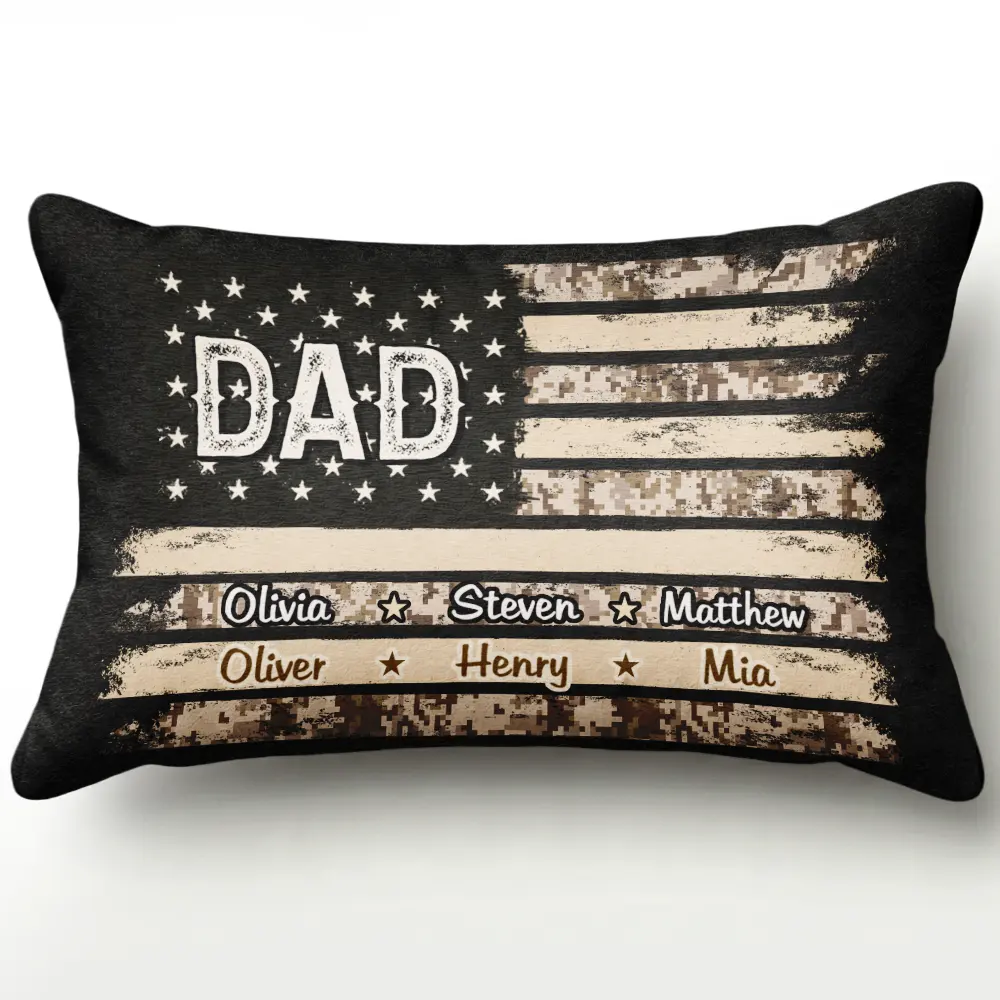 Gift For Father,Gift For Grandpa,Independence Day,Custom Text,Confident - Stars & Stripes US Flag American Dad Grandpa - Personalized Pillow