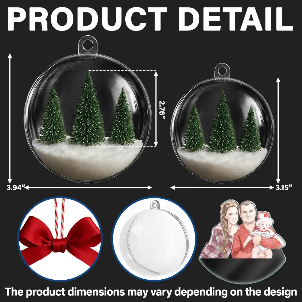 Art Design,Christmas,Family,Photo - Watercolor - Remove BG,Happy - Custom Photo Realistic Watercolor Art Family Is The Greatest Gift - Personalized 3D Acrylic Ball Ornament