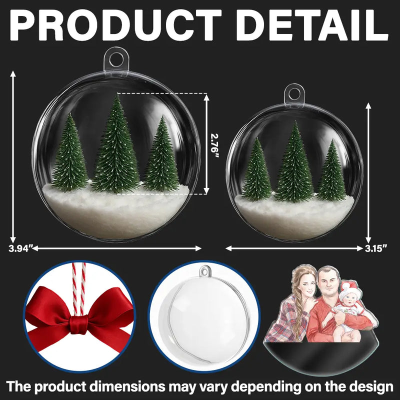 Art Design,Christmas,Family,Photo - Watercolor - Remove BG,Happy - Custom Photo Realistic Watercolor Art Family Is The Greatest Gift - Personalized 3D Acrylic Ball Ornament
