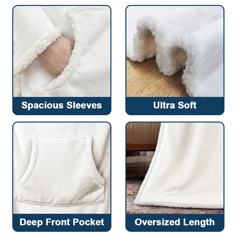 Reading, Gift For Yourself, Funny - Shhh I'm Reading Bookish Girl With Birth Month Flower - Personalized Wearable Blanket With Sleeves