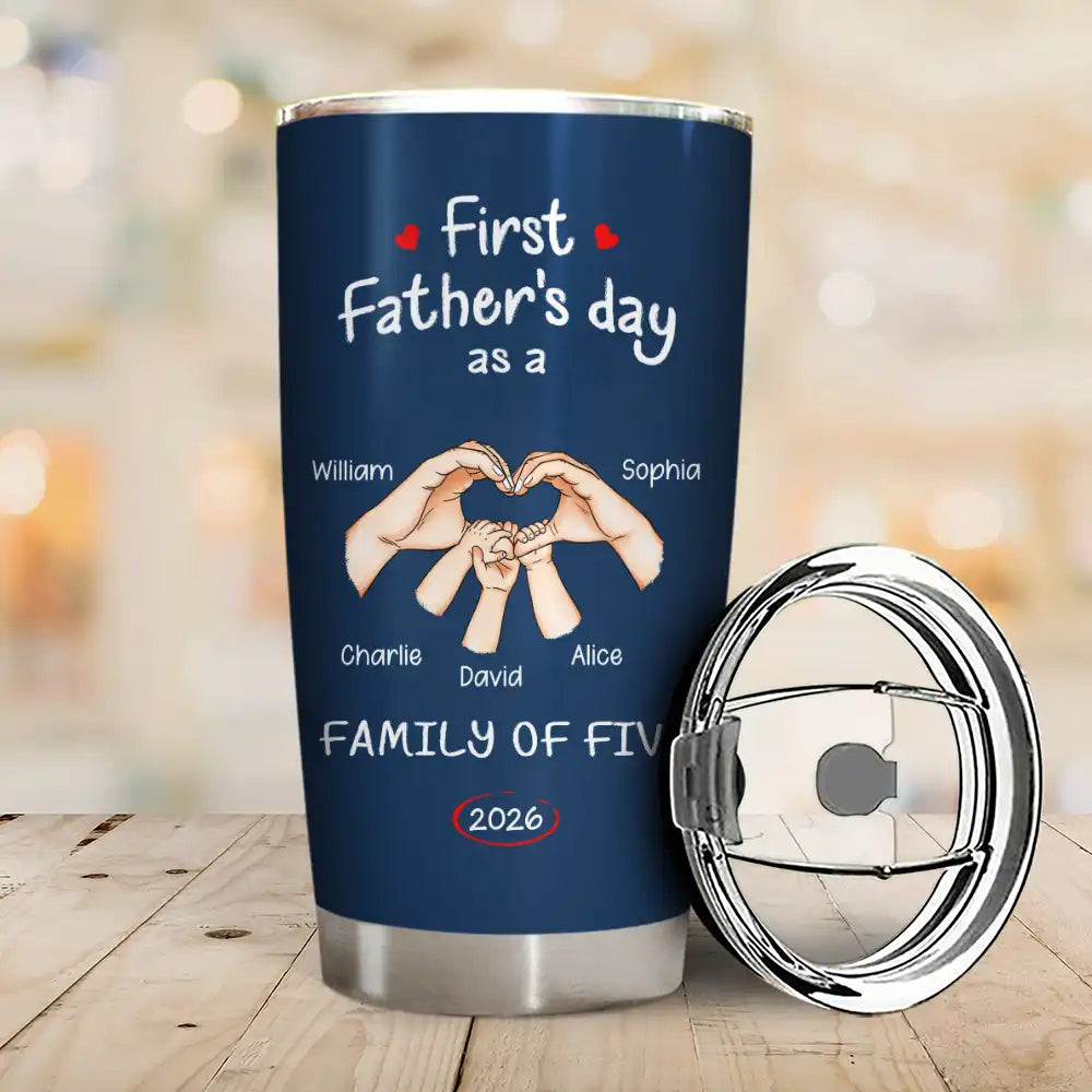 Gift For Father,Gift For Men,Happy,Vector - First Time Ever As A Family Of Three - Personalized Tumbler