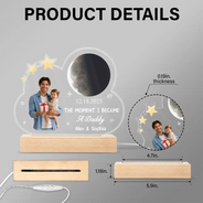 New Dad,Gift For Father,Happy,Love,Non-Eng,Photo,Moon Phase,Sentimental - Custom Photo Moon Phase The Moment I Became A Dad - Personalized 3D Led Light Wooden Base