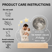 New Dad,Gift For Father,Happy,Love,Non-Eng,Photo,Moon Phase,Sentimental - Custom Photo Moon Phase The Moment I Became A Dad - Personalized 3D Led Light Wooden Base