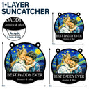 Gift For Father,Gift For Grandpa,Non-Eng,Photo - Starry Night,Proud - Custom Photo Starry Night Best Dad Papa Ever - Personalized Window Hanging Suncatcher Ornament