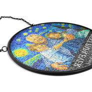 Gift For Father,Gift For Grandpa,Non-Eng,Photo - Starry Night,Proud - Custom Photo Starry Night Best Dad Papa Ever - Personalized Stained Glass Window Hanging Suncatcher