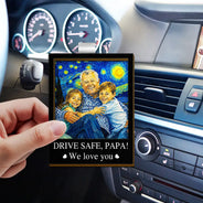 Gift For Father,Gift For Grandpa,Non-Eng,Photo - Starry Night,Proud - Custom Photo Starry Night Drive Safe Daddy We Love You - Personalized Custom Shaped Car Visor Clip 