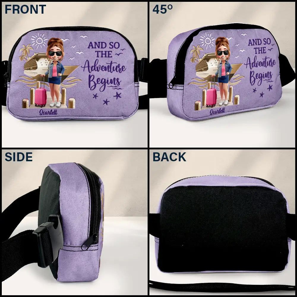 Gift For Yourself,Gift For Women,Gift For Men,Travel,Happy - All My Travel Crap - Personalized Crossbody Belt Bag