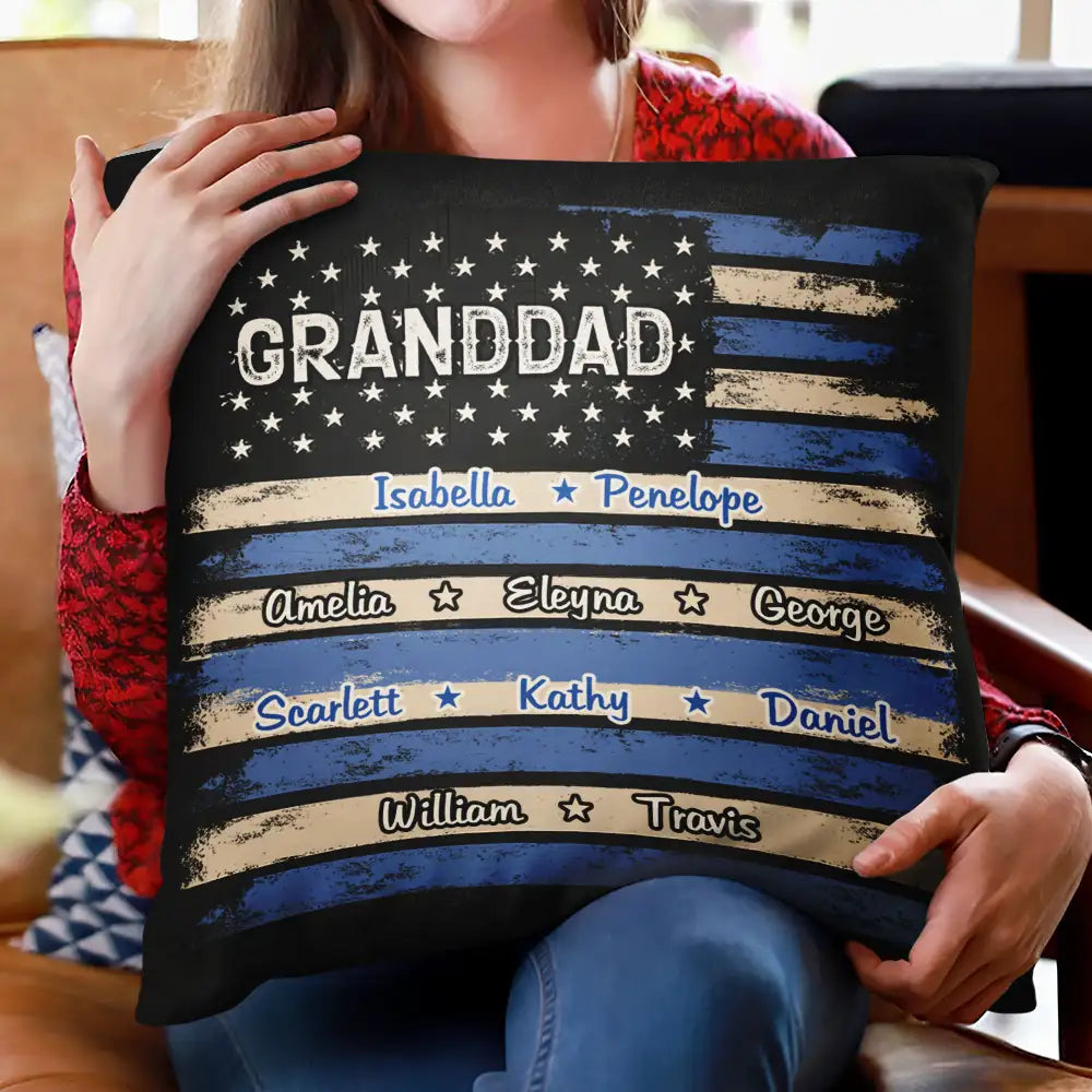 Gift For Father,Gift For Grandpa,Independence Day,Custom Text,Confident - Stars & Stripes US Flag American Dad Grandpa - Personalized Pillow