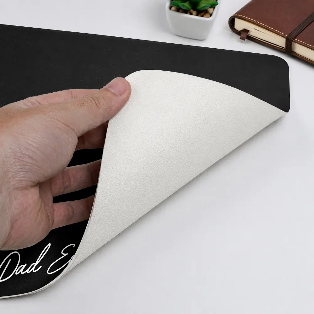 Gift For Husband,Gift For Men,Gift For Grandpa,Gift For Father,Dad - Sons,Dad - Children,New Dad,Grandpa - Grandkids,Photo - Pencil Sketch (Dark BG),Sentimental - Custom Photo White Pencil Sketch Art Best Dad Papa Ever We Love You - Personalized Leather Desk Mat