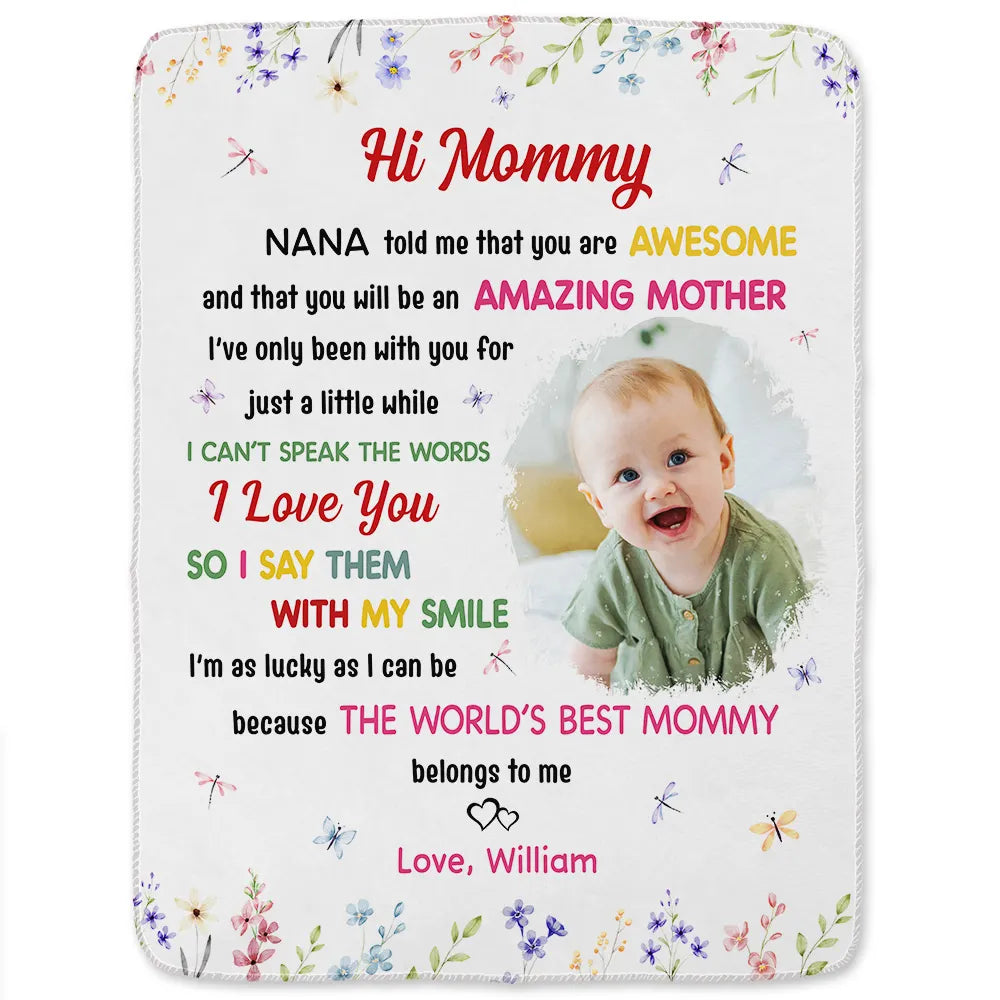 New Mom,Love,Gift For Mother - Custom Photo The World's Best Mommy Belongs To Me - Personalized Fleece Blanket, Sherpa Blanket