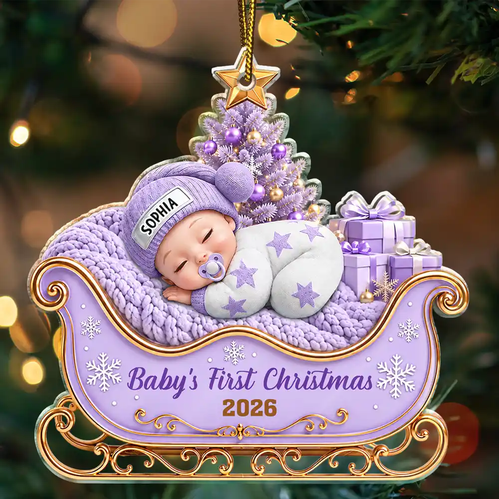 Adorable,New Mom,Christmas,Gift For Mother,Vector- Baby First Christmas Precious Gift For New Parents, New Baby - Personalized Custom Shaped Acrylic Ornament