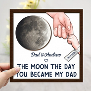 Gift For Mother,Gift For Father,New Dad,New Mom,New baby,Happy,Non-Eng,Calendar,Adorable - Calendar The Moon The Day You Became My Daddy - Personalized 2-Layered Wooden Plaque With Stand