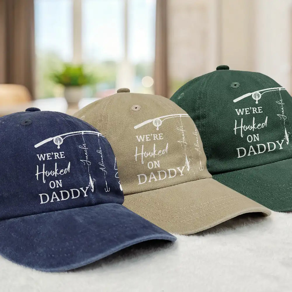 Fishing,Gift For Father,Dad's Hobby,Funny - Reel Cool Dad Grandpa - Personalized Vintage Washed Denim Cap