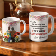 Mom - Daughters (Adult),Gift For Daughter,Gift For Women,New Mom,Happy,Top Market - 3D Inflated Effect Watching You Be A Mom Mom Daughter - Personalized White Edge-to-Edge Mug
