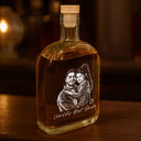 Gift For Father,Gift For Grandpa,Non-Eng,Photo - Pencil Sketch (Dark BG),Proud - Custom Photo White Pencil Sketch Art Best Dad Grandpa Ever Family Portrait - Personalized Whiskey Bottle