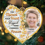 Christmas,Memorial,Family,Pet Lovers - Custom Photo Memorial The Moment Your Heart Stopped - Personalized Custom Shaped Acrylic Ornament