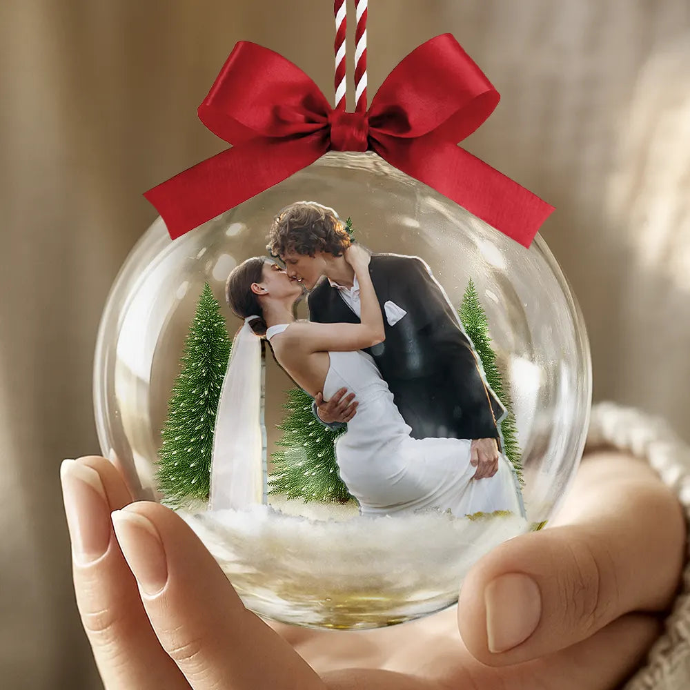 Custom Photo,Happy,Christmas,Gift For Couples -Custom Photo Couple The Year I Found My Missing Piece - Personalized 3D Acrylic Ball Ornament
