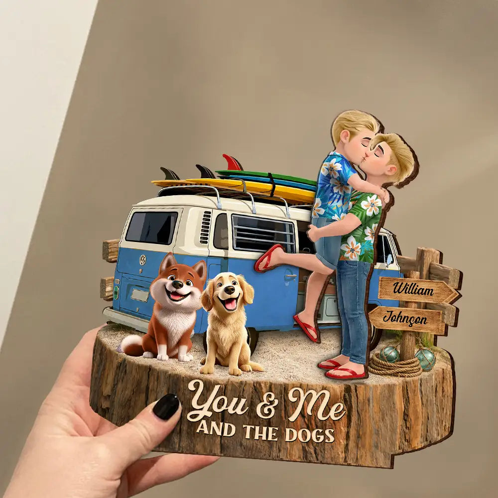 Gift For Couples, Dog Couple, Pet Lovers, Dog Lovers, Beach, Summer, Playful, Icon - Beach Vibe You And Me And The Dogs - Personalized Custom Shaped Wooden Plaque