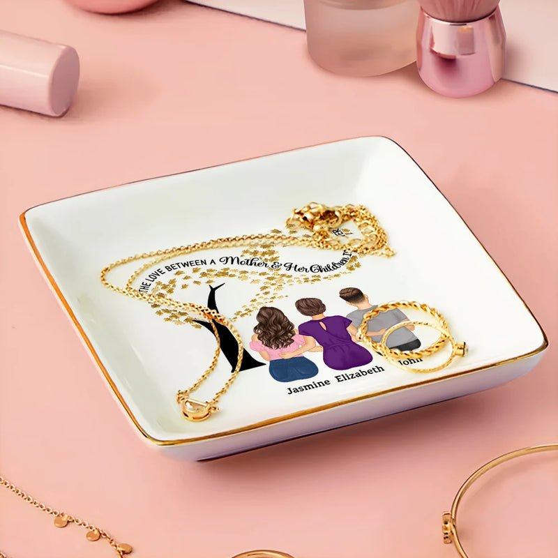 Gift For Mother,Single Mom,Mom,Daughters,Afro Mom,Gift For Women,Sons,Children,Love - Infinity Tree The Love Between A Mother & Her Daughters Sons - Personalized Ring Dish