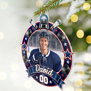Christmas,Custom Photo,Gift For Mother,Gifts For Her,Happy,Mom - Children,Softball,Upload Full Photo - Christmas Gift For Sports Lovers - Personalized Custom Photo Coquette Bow And Star Acrylic Ornament