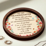 Gift For Daughter,Gift For Women,Happy,Gift For Grandkids - Watercolor Birth Month Flower My Daughter Granddaughter Forever - Personalized 2-Layered Wooden Ring Dish