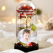 Custom Photo,New Mom,New baby,Happy - Custom Photo Calendar The Day You Became My Mom - Personalized Everlasting Rose Dome Lamp