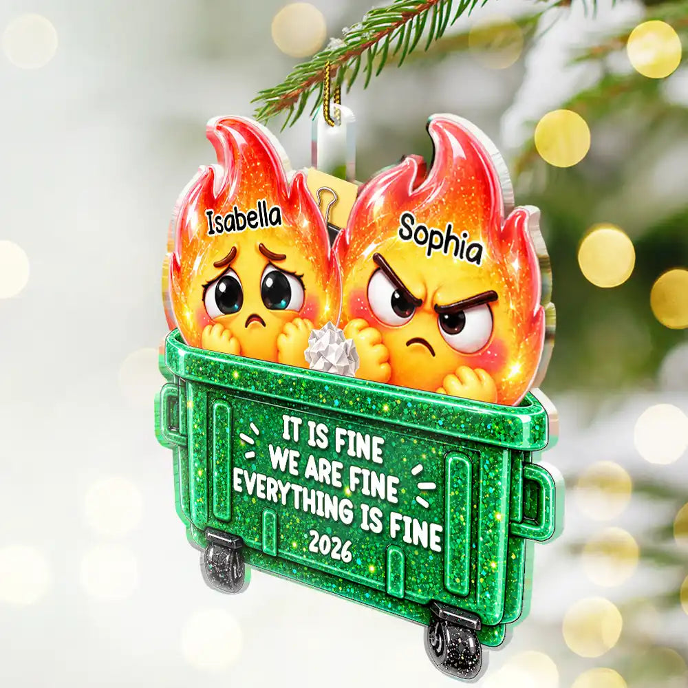 Christmas,Gift For Colleagues,Humorous,Icon - Funny Christmas Gag Gift For Coworkers - Personalized Year Dumpster Fire Acrylic Ornament