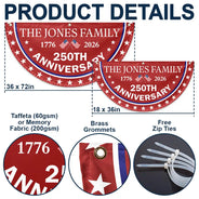 Independence Day,America 250th,Family,Gift For Sibling,Gift For Grandparents,Parents,Gift For Yourself,Proud - 250th Anniversary US Independence Day - Personalized Non-Pleated Fan Flag