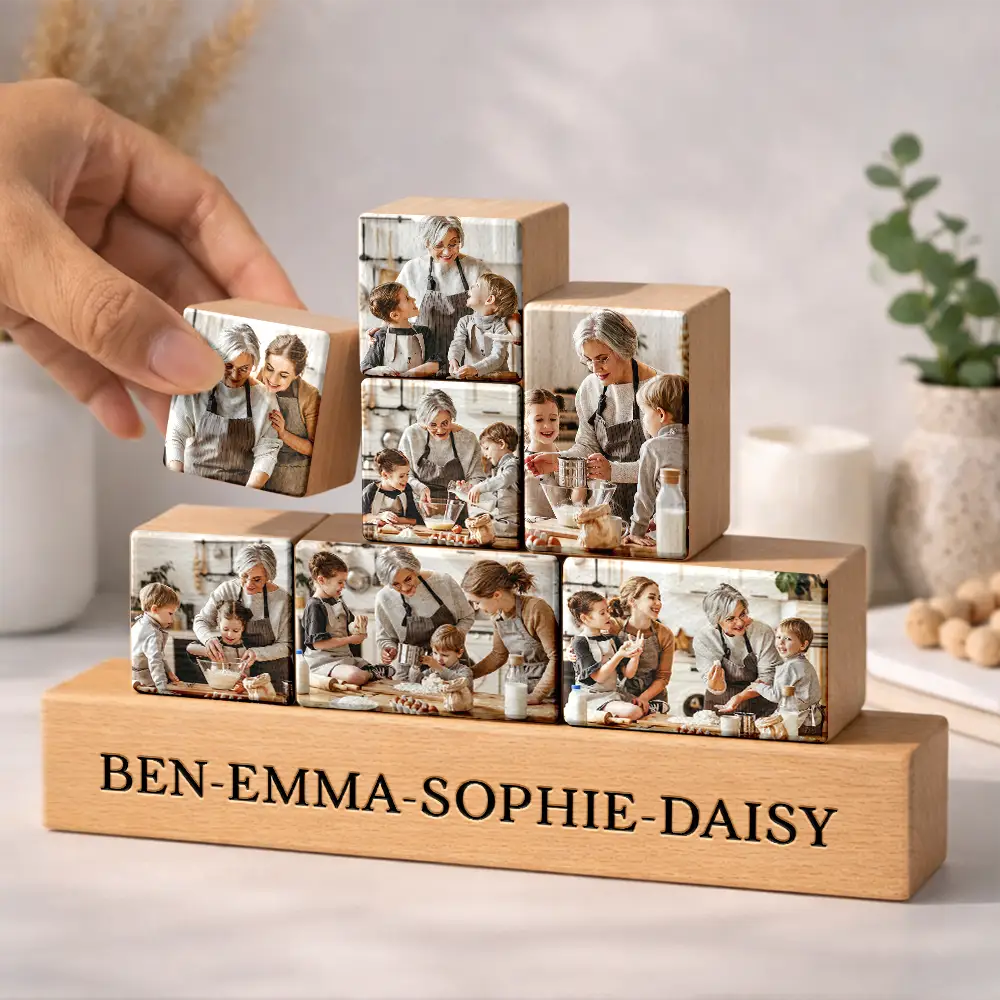 Mom - Daughters (Adult),Mom - Daughters (Young),Mom - Sons,Mom - Children,Gift For Mother - Custom Photo Best Mom Ever - Personalized Wooden Stacking Photo Blocks