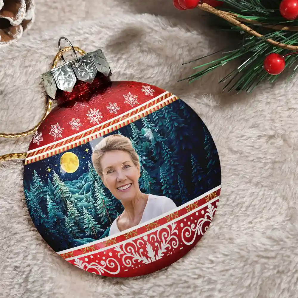 Family,Christmas,Love - Custom Photo Vintage Memorial Christmas Winter Scene - Personalized Ball Ornament