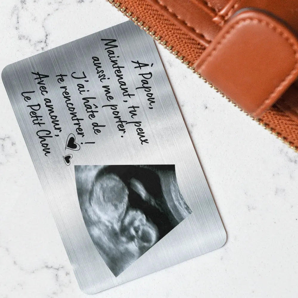 Gift For Husband,Gift For Boyfriend,Gift For Yourself,Gift For Men,Parents,Gift For Father,New Dad,New baby,Happy,French,Expecting Dad,Non-Eng,Photo,Adorable - Photo Personnalisable Maintenant Tu Peux Aussi Me Porter - Carte De Portefeuille En Aluminium Personnalisée