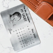 Custom Photo,New Dad,New Mom,New baby,Gift For Father,Non-Eng,Photo - Pencil Sketch,Calendar,Adorable - Custom Photo Pencil Sketch Calendar The Day You Became My Mom Dad - Personalized Aluminum Wallet Card