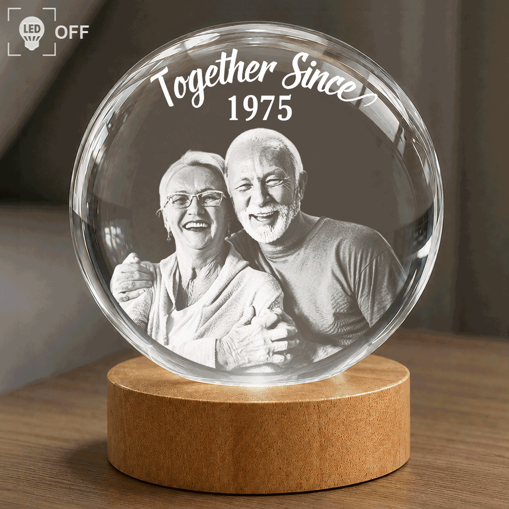 Gift For Couples,Gift For Husband,Gift For Wife,Gift For Boyfriend,Gift For Girlfriend,Old Couples,Love - Custom Photo Together Since - Personalized Crystal Globe Lamp