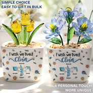 Top Market,Sentimental,Gift For Bestie,Long Distance,Icon - I Wish We Lived Closer Long Distance - Personalized Glass Flower Plant Pot
