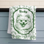 Happy, Dog Lovers, Pet Lovers, Cat Lovers - Custom Photo Pencil Sketch Dog Cat Pet Portrait Toile - Personalized Kitchen Towel