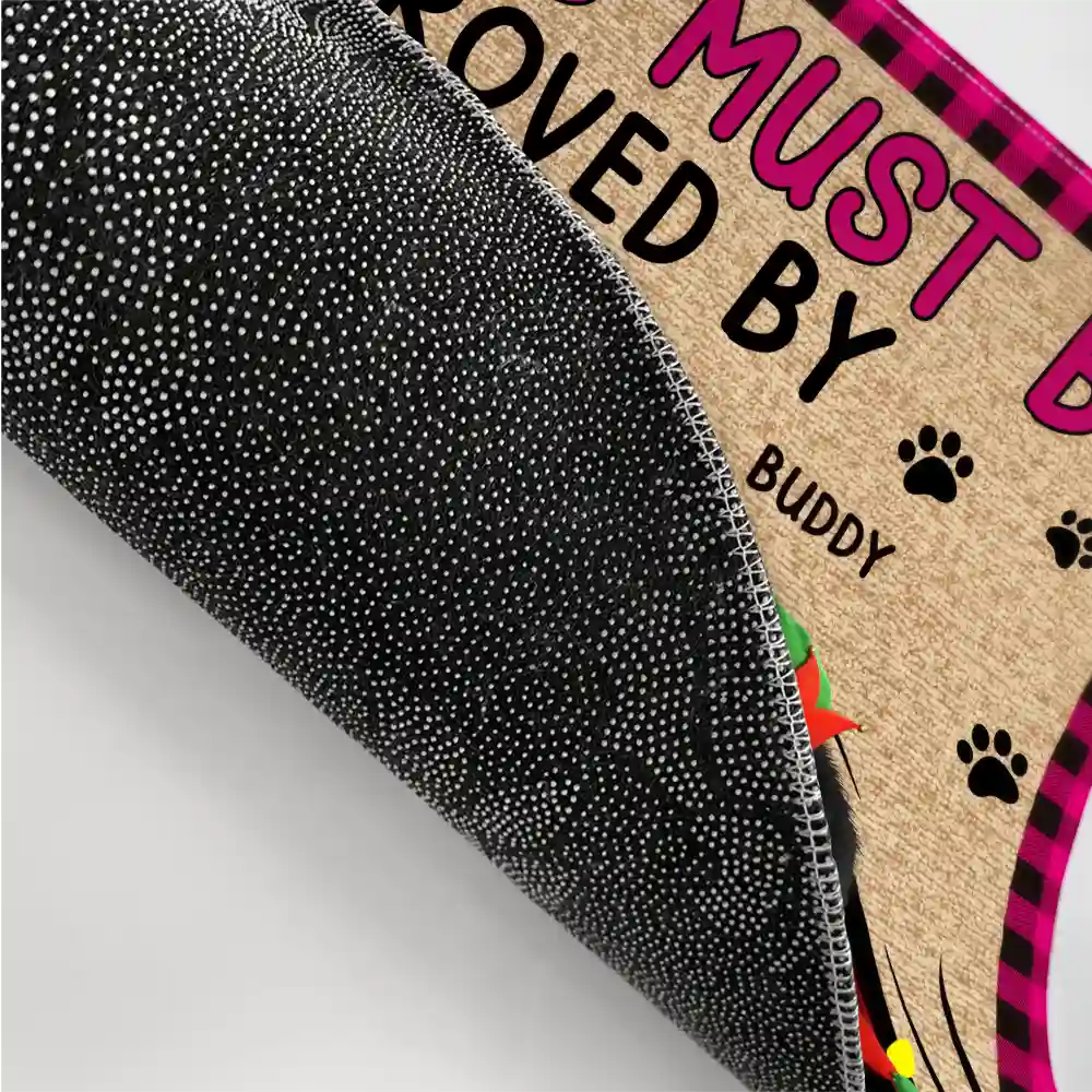 Dog Lovers,Dog Mom,Dog Dad,Pet Lovers,Pet Mom,Pet Dad,Christmas,Happy - Visitors Must Be Approved By Dog Christmas - Personalized Doormat