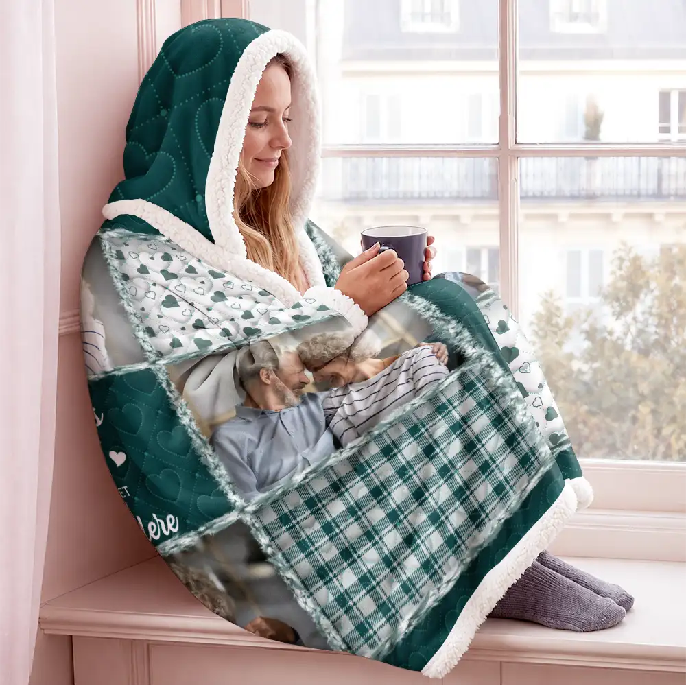 Family, Custom Photo, Memorial, Sad, Gift For Women, Christmas - Custom Photo Memorial When You Really Miss Me Hug This Blanket - Personalized Wearable Hooded Blanket